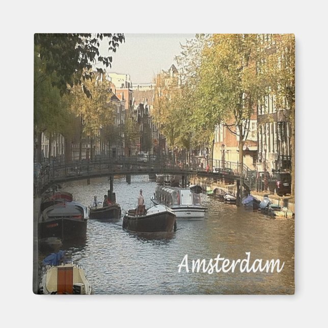 zNL017 AMSTERDAM navigeringsbar kanal, Fridge Magnet (Framsidan)