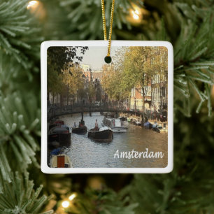 zNL017 AMSTERDAM navigeringsbar kanal, Julgransprydnad Keramik