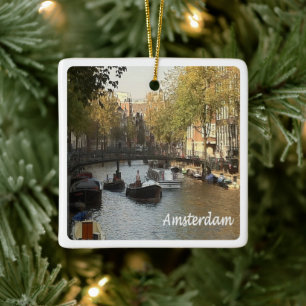 zNL017 AMSTERDAM navigeringsbar kanal, Julgransprydnad Keramik