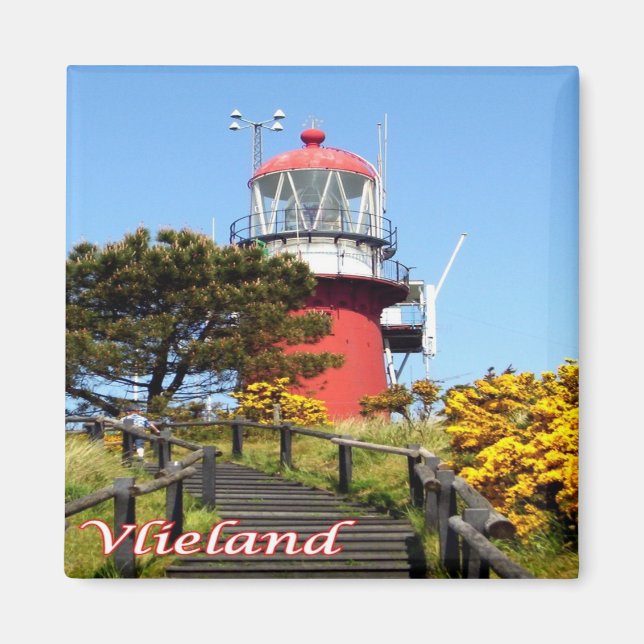 zNL021 VLIELAND fyr, Nederländska frisiska öarna Magnet (Framsidan)