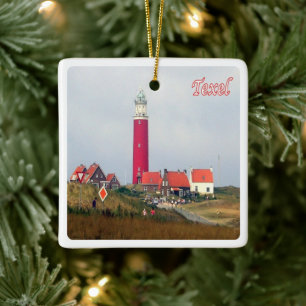 zNL023 TEXEL LIGHTHOUSE Frisian Islands Julgransprydnad Keramik