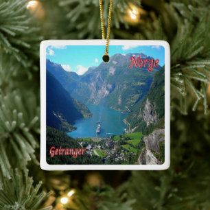 zNO005 GEIRANGER, Norge, Europa Julgransprydnad Keramik