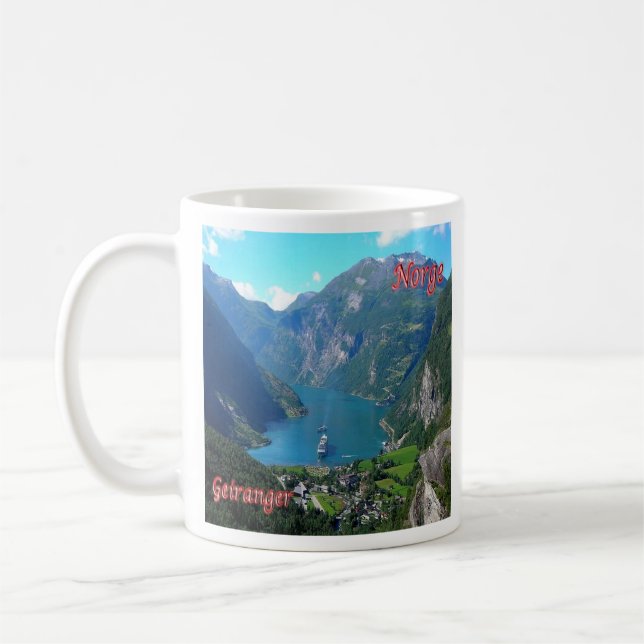 zNO005 GEIRANGER, Norge, Europa Kaffemugg (Vänster)