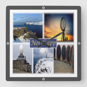 zNO007 NORDKAPP NORTH CAPE, Norge, Europa Fyrkantig Klocka
