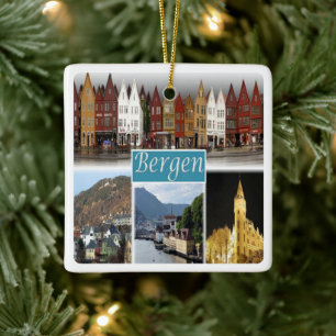 zNO009 BERGEN, Norge, Europa Julgransprydnad Keramik