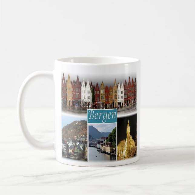 zNO009 BERGEN, Norge, Europa Kaffemugg (Vänster)