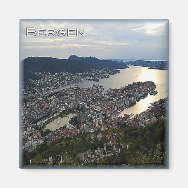 zNO018 BERGEN panorama, Norge, Europa, Frankrike Magnet (Framsidan)