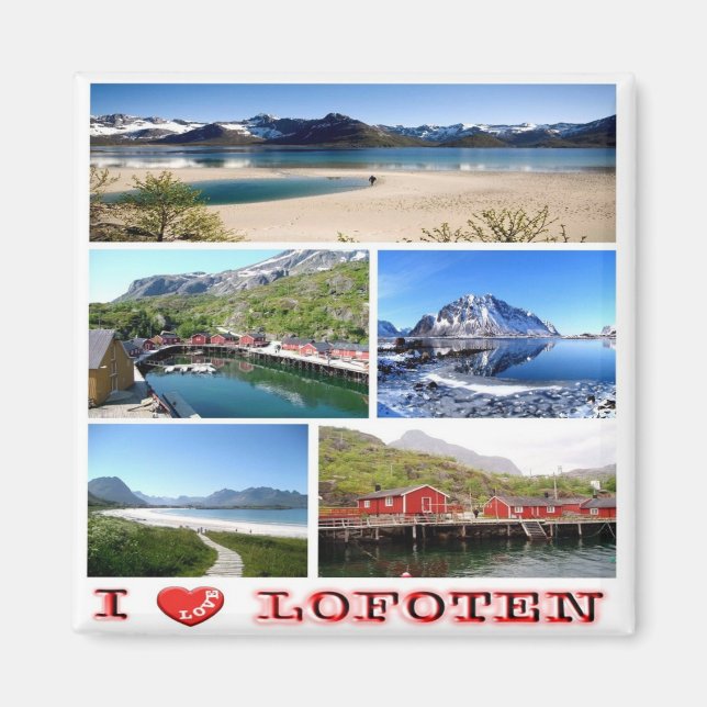 zNO037 LOFOTEN "I Kärlek", Norge, Europa, Fridge Magnet (Framsidan)