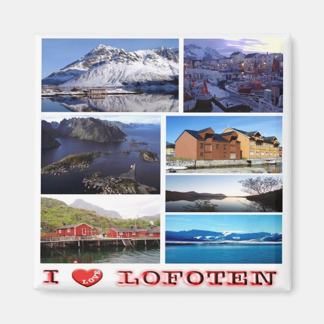 zNO038 LOFOTEN "I Kärlek", Norge, Europa, Fridge Magnet (Framsidan)