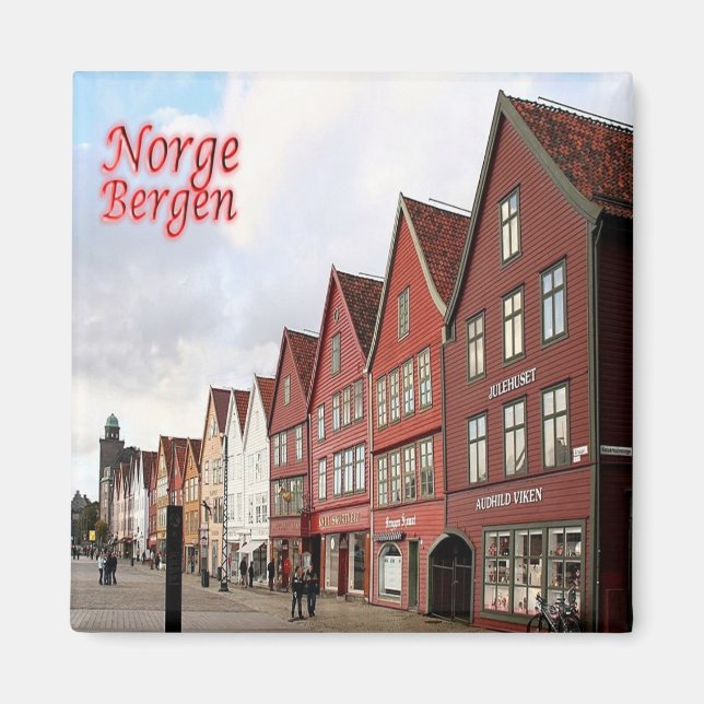 zNO073 BERGEN BRYGGEN, Norge, Europa, Frankrike Magnet (Framsidan)