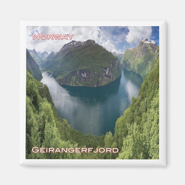 zNO121 GEIRANGERFJORD panorama, Norge, Fridge Magnet (Framsidan)