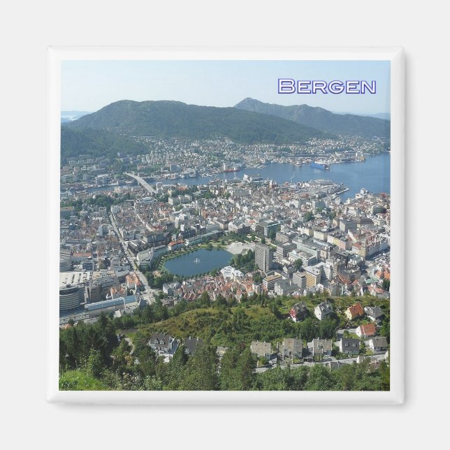 zNO127 BERGEN panorama, Norge, Fridge Magnet (Framsidan)