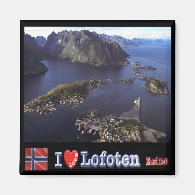 zNO132 REINE "I Kärlek", Lofoten, Norge, Fridge Magnet (Framsidan)