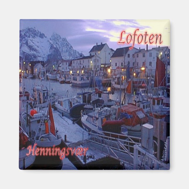 zNO140 HENNINGSVAER, Lofoten, Norge, Fridge Magnet (Framsidan)
