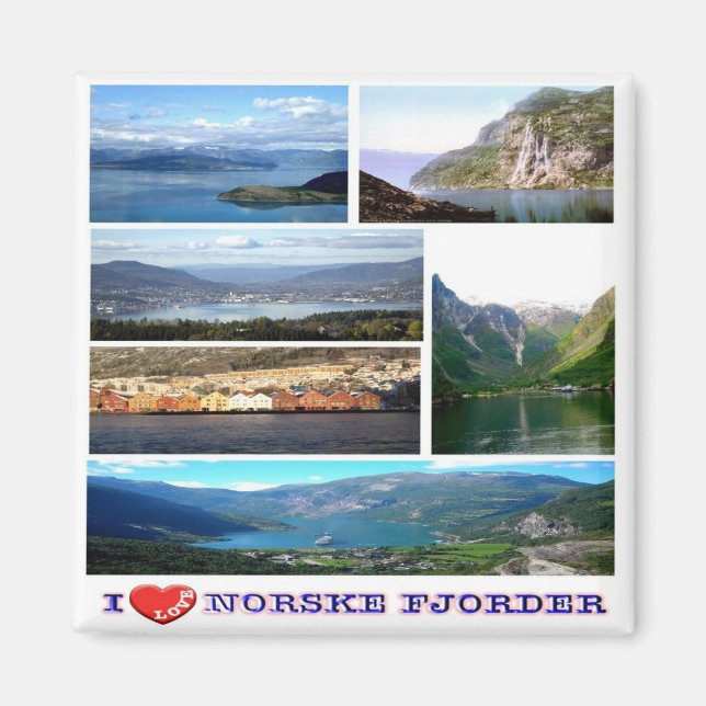 zNO168 NORSKE FJORDER " I Kärlek", Norge, Fridge Magnet (Framsidan)