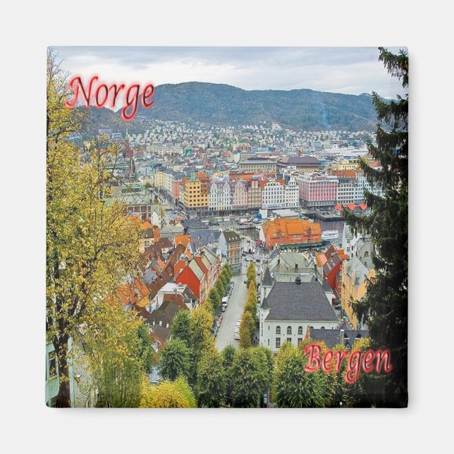 zNO177 BERGEN, Norge, Europa, Frankrike Magnet (Framsidan)