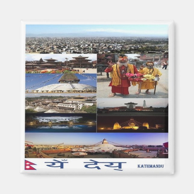 zNP007 KATHMANDU mosaic, Nepal, Asien, Fridge Magnet (Framsidan)