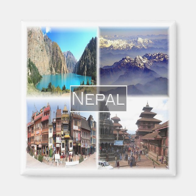 ZNP009 NEPAL-kollage, Asien, Fridge Magnet (Framsidan)