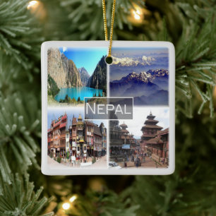 ZNP009 NEPAL-kollage, Asien Julgransprydnad Keramik