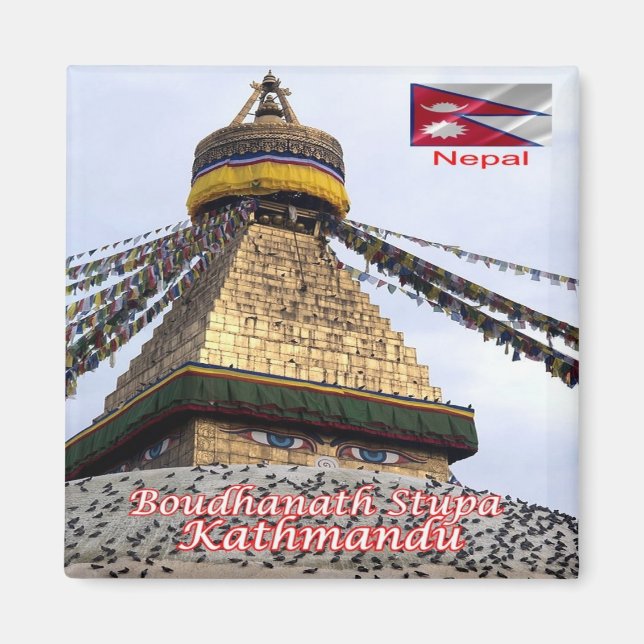 zNP014 BOUDHANATH STUPA, Katmandu, Nepal, Fridge Magnet (Framsidan)