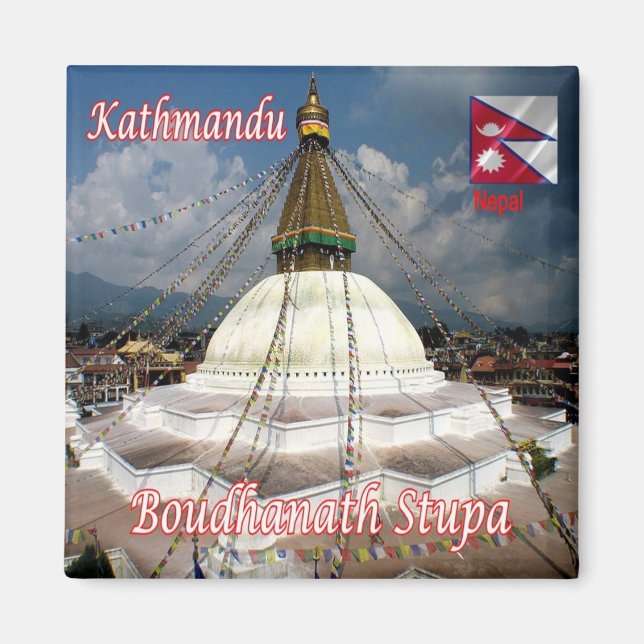 zNP015 BOUDHANATH STUPA, Katmandu, Nepal, Fridge Magnet (Framsidan)