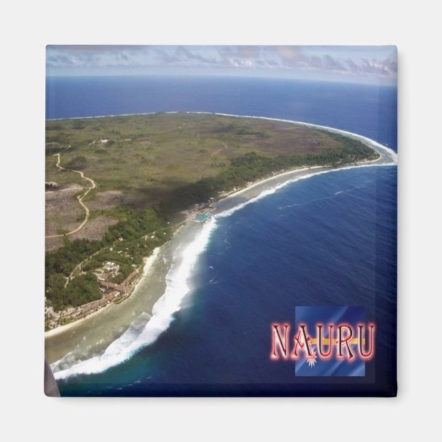 zNR005 NAURU, Aerial View, Oceania, Fridge Magnet (Framsidan)