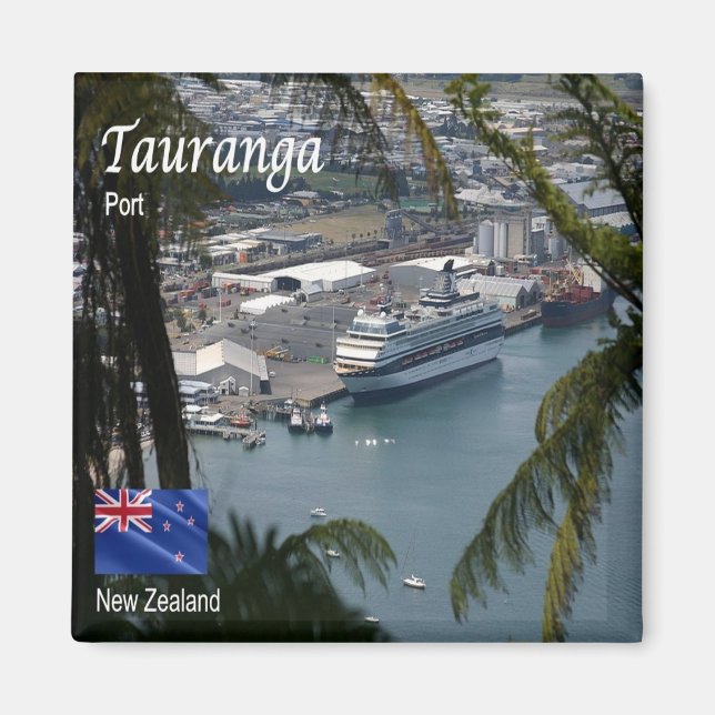 zNZ010 TAURANGA-port, NYA ZEALAND, Oceanien, Fridg Magnet (Framsidan)