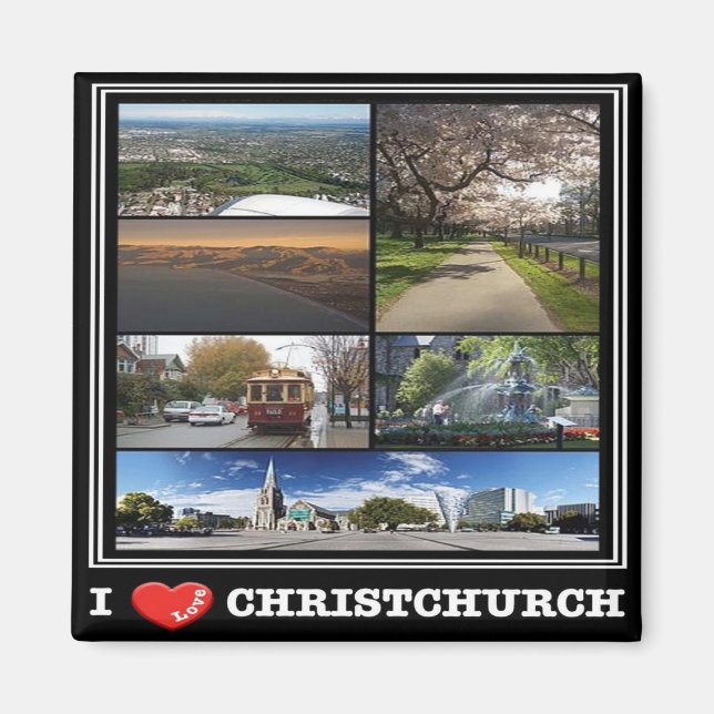 zNZ012 CHRISTCHURCH I KÄRLEK, NEW ZEALAND, Fridge Magnet (Framsidan)