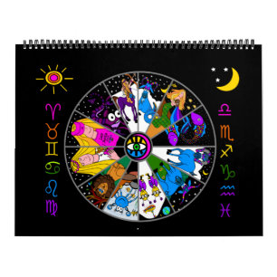 ZODIAC 12 MÅNADERS CALENDAR Mor Zodiac och Vänner Kalender