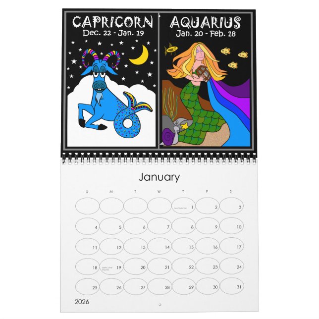 ZODIAC 12 MÅNADERS KALENDER (Jan 2026)