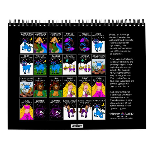 ZODIAC 12 MÅNADERS KALENDER (Baksida)
