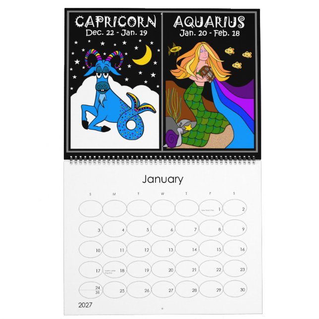 ZODIAC 12 MÅNADERS KALENDER (Jan 2027)