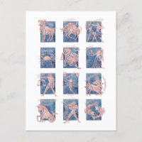 Zodiac 12 Stjärntecken vykort