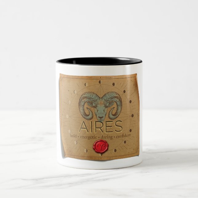 Zodiac - Aires - Coffee Mug Två-Tonad Mugg (Center)