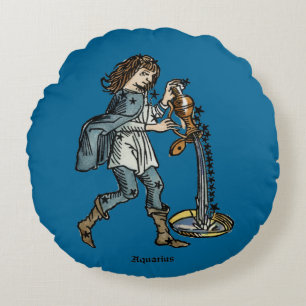 Zodiac: Aquarius 1482 Rund Kudde