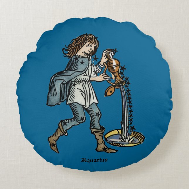 Zodiac: Aquarius 1482 Rund Kudde (Framsidan)