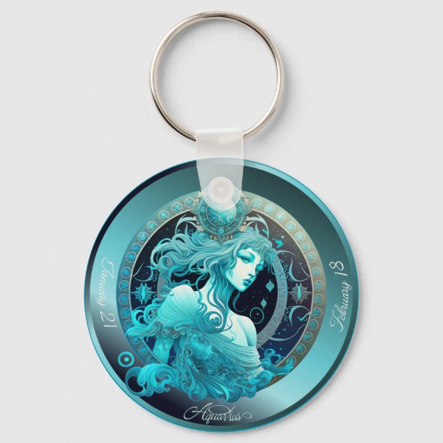 Zodiac Aquarius Anpassa personlig nyckelkedja Nyckelring (Framsida)
