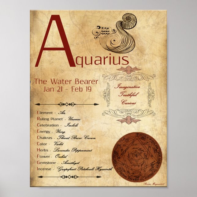 ZODIAC AQUARIUS Birth Sign POSTER (Framsidan)