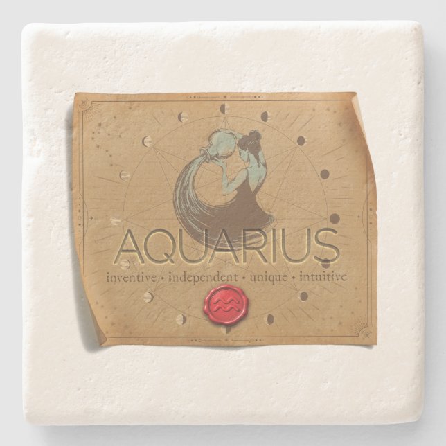 Zodiac - Aquarius - Coaster Stenunderlägg (Framsidan)