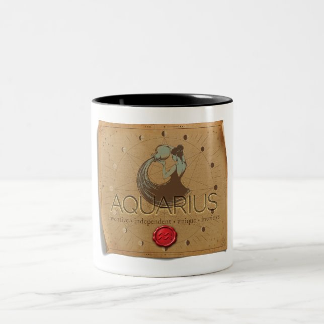 Zodiac - Aquarius - Coffee Mug Två-Tonad Mugg (Center)