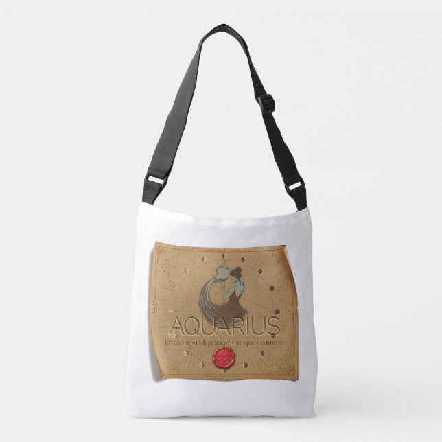 Zodiac - Aquarius - Cross Body Tote Bag Axelväska (Framsida)