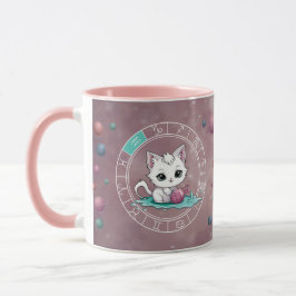 Zodiac Aquarius Cute Cat Wheel Planet Astrology Mugg