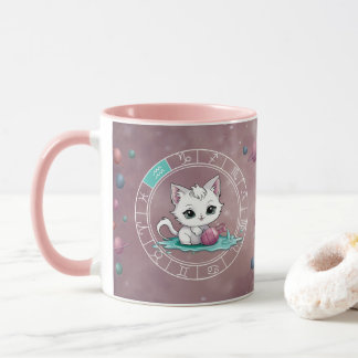 Zodiac Aquarius Cute Cat Wheel Planet Astrology Mugg