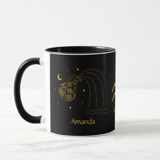 Zodiac Aquarius - Golden Gult Anpassade Mugg (Vänster)