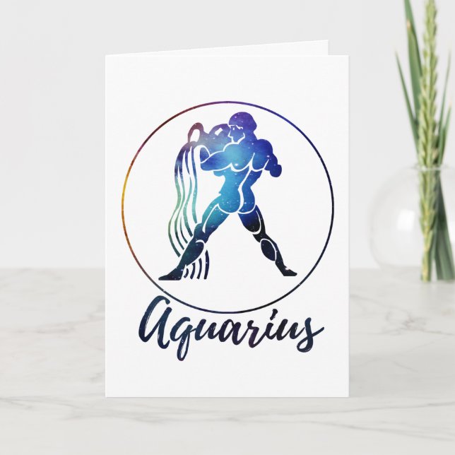 Zodiac : Aquarius Space Rainbow Circle Design Kort (Framsida)