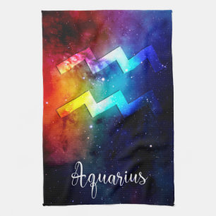 Zodiac: Aquarius Space Rainbow Kökshandduk