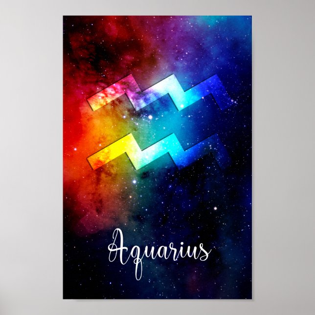 Zodiac : Aquarius Space Rainbow Poster (Framsidan)