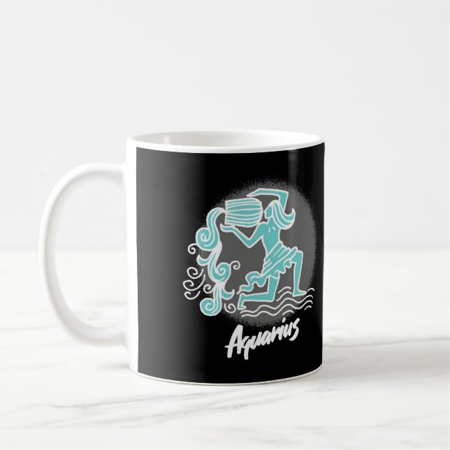 Zodiac Aquarius Symbol Coffee Mugg (Vänster)
