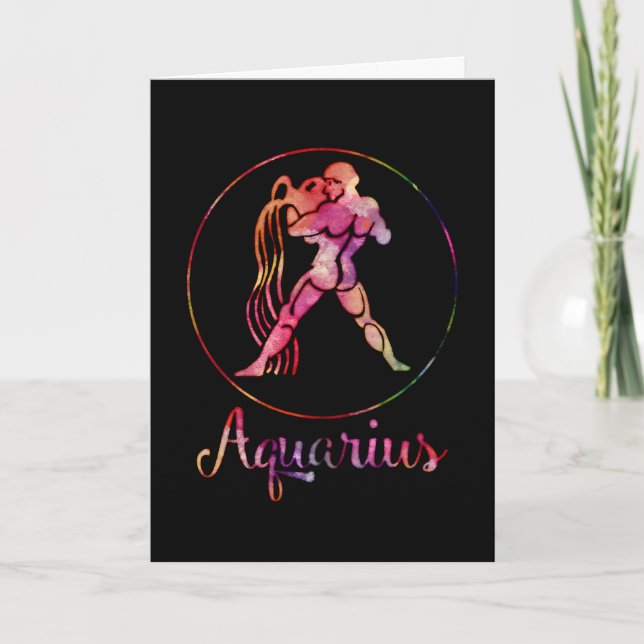 Zodiac : Aquarius Traits Multi Färg Design Kort (Framsida)