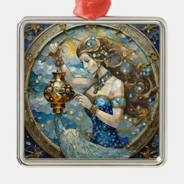 Zodiac - Aquarius Vatten Bearer Julgransprydnad Metall